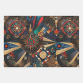 青鮮やか色の「古代の先住民の歴史物語」ラップ ラッピングペーパーシート (正面2)