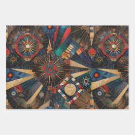 青鮮やか色の「古代の先住民の歴史物語」ラップ ラッピングペーパーシート