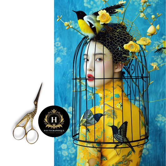 青鮮やか黄フローラバードケージハットデコップページ 薄葉紙