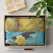 青鮮やか黄フローラバードケージハットデコップページ 薄葉紙 (ギフト)