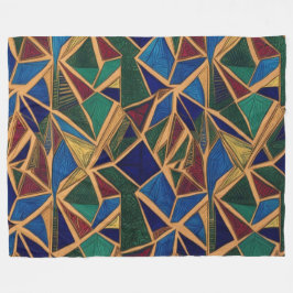 青鮮やか、緑、赤の幾何学的パターン フリースブランケット