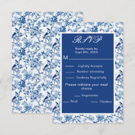 青鳥と花結婚の花 出欠カード