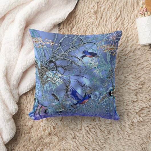 青鳥の魅惑を受けた枕 クッション (ブランケット)