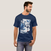 青鷺の墨絵 日本画 鳥のイラスト 自然 Tシャツ (正面フル)