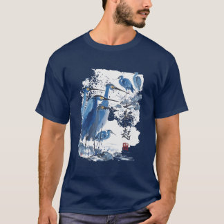 青鷺の墨絵 日本画 鳥のイラスト 自然 Tシャツ