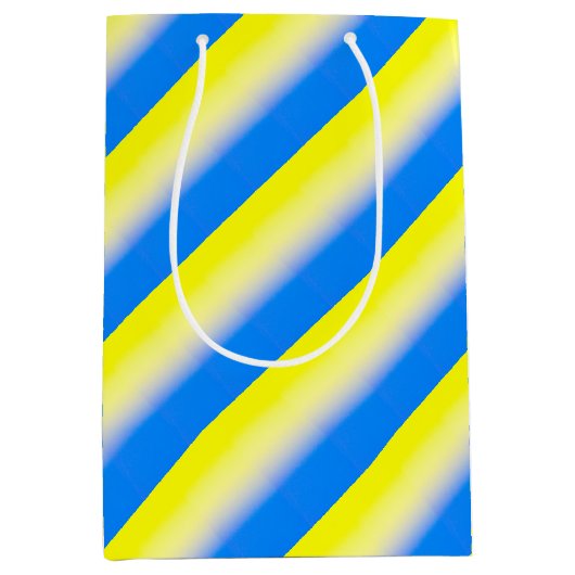 青黄国ウクライナインスパイア平和戦争 ミディアムペーパーバッグ (正面)