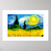 青黄抽象画 ポスター (正面)