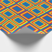 青黄色と赤の四角形のパターン ラッピングペーパー (角)