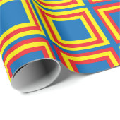 青黄色と赤の四角形のパターン ラッピングペーパー (ロールコーナー)