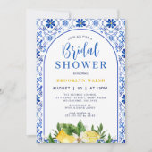 青黄色のアーチのレモン ブライダルシャワー 招待状 (正面)