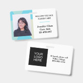 青黄色のスタッフ従業員名写真ID バッジ (正面＆裏面)