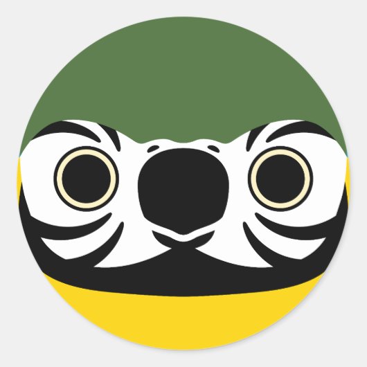 青黄色のマカオの顔 ラウンドシール (正面)