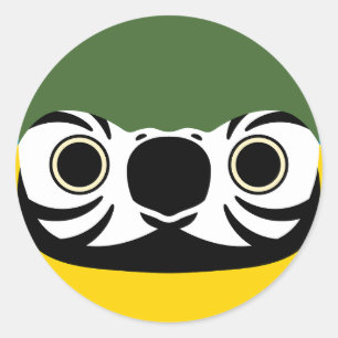 青黄色のマカオの顔 ラウンドシール