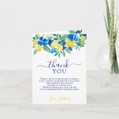 青黄色のレモン 花水彩 ブライダルシャワー サンキューカード (正面)
