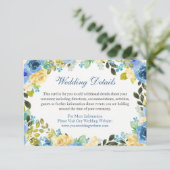 青黄色の花柄の結婚式詳細案内カード 招待状 (スタンド正面)