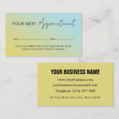 青黄色グラデーションの予約カード 名刺 (正面/裏面)