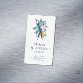 青黄色ピンク白いフローラ鋏 マグネット名刺 (インサイチュ)