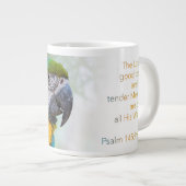 青黄色マカオPsalm 145:9 KJV ジャンボコーヒーマグカップ (正面右)