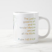 青黄色マカオPsalm 145:9 KJV ジャンボコーヒーマグカップ (右)
