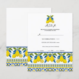 青黄色レモン水彩 メディテレーニア 返信 招待状