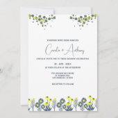 青黄色ワイルドフラワー フローラル ボヘミア ウェディング 招待状 (正面)