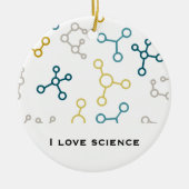 青黄色化学分子クリスマス セラミックオーナメント (正面)