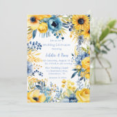 青黄色水彩芍薬のウェディング 招待状 (スタンド正面)