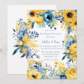 青黄色水彩芍薬のウェディング 招待状 (正面/裏面)