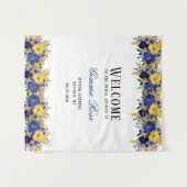 青黄色水彩芍薬のウェルカムサイン ブライダルシャワー タペストリー (正面(横))