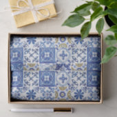 青黄色白のメディテレーニアンモザイクタイル 薄葉紙 (ギフト)