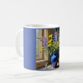 青黄色紫の花束アート コーヒーマグカップ (正面左)