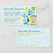 青黄色 清潔 掃除 メイド ハウスキーピング 名刺 (正面/裏面)