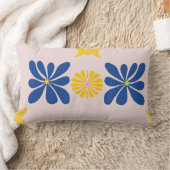 青黄花抽象芸術モダンデザイン ランバークッション (ブランケット)