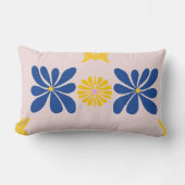 青黄花抽象芸術モダンデザイン ランバークッション (正面)