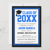 青黒写真卒業パーティー招待状 招待状 (正面)