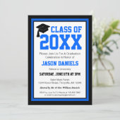 青黒写真卒業パーティー招待状 招待状 (スタンド正面)