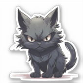 「青黒長毛キャットマンガザズルハート シール (正面)