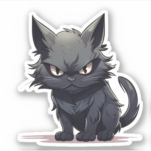 「青黒長毛キャットマンガザズルハート シール (正面)