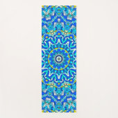 青12花びら12ハート円形 ヨガマット (正面)