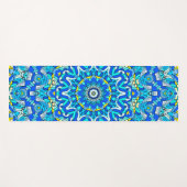 青12花びら12ハート円形 ヨガマット (正面(横))