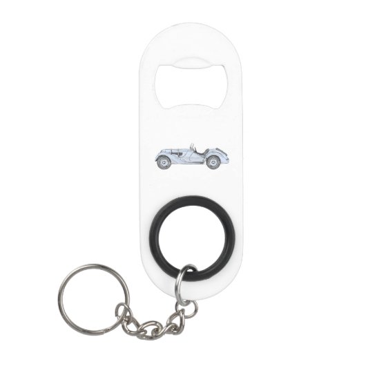 青1936年のBMW 328の鉛筆のスタイルのイラストレーション キーホルダー栓抜き (正面)