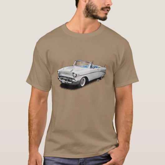 青1957年の"Bel Air"の白い変換可能なワイシャツ Tシャツ (正面)