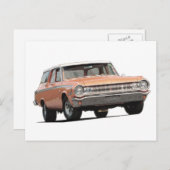 青1964ドッジステーションワゴン。 ポストカード (正面/裏面)