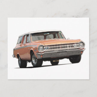 青1964ドッジステーションワゴン。 ポストカード
