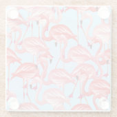 青2の明るいピンクのフラミンゴ ガラスコースター (裏面)