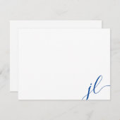 青2イニシャルスクリプト書道ノートカード ノートカード (正面/裏面)