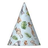 青2野生2番目の誕生日ジャングル動物 パーティーハット (左)