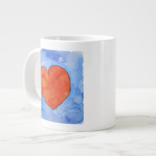 青2011年の赤いハート ジャンボコーヒーマグカップ (正面左)