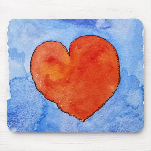 青2011年の赤いハート マウスパッド (正面)