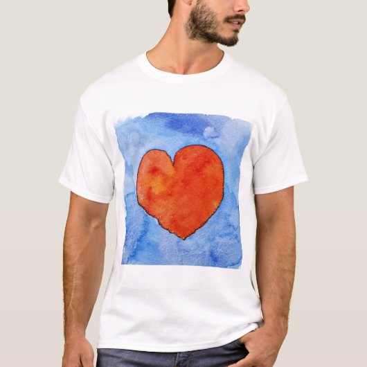 青2011年の赤いハート Tシャツ (正面)